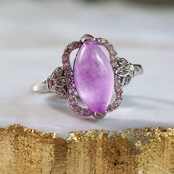 Bomb Party Jewelry - NWT Bomb Party 'Scrolls of Sparkle' Genuine Lavender Quartz Rhodium Ring -Size 7